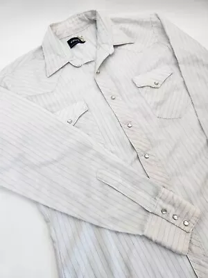 Vintage Wrangler Mens Pearl Snap Long Sleeve Button Shirt Medium White 80/90s  • $16