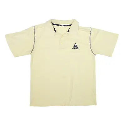 LE COQ SPORTIF Polo Shirt Yellow Short Sleeve Mens M • £5.99