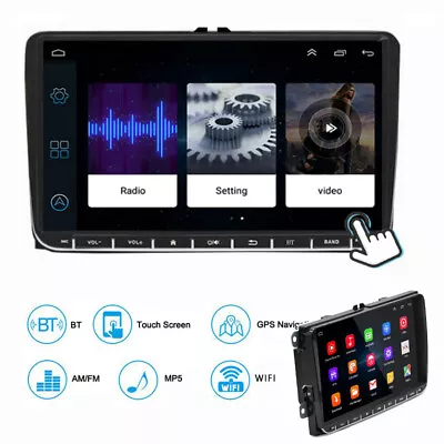 2 Din Android 9  WIFI Touch Screen GPS Navi Car Stereo Radio For VW Golf Mk5 Mk6 • $92.56