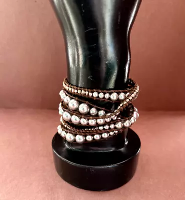 Chan Luu Graduated Gray Freshwater Cultured Pearls Wrap Bracelet • £57.85
