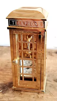 Bulova Quartz Miniature Clock Brass Telephone Booth Model B0016 Ltd Edition • $125