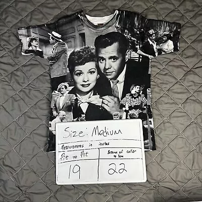 I Love Lucy Shirt Mens Medium White Black Gray AOP Graphic Lucille Ball Desi • $39.99