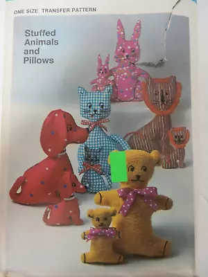 Vtg 80's Simplicity 9098 STUFFED ANIMALS PILLOWS Sewing Pattern DOG CAT BUNNY • $14.99