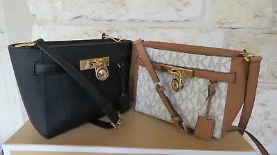 NEW Michael Kors Hamilton Messenger Vanilla/Acorn Logo Or Black Leather Options! • $207