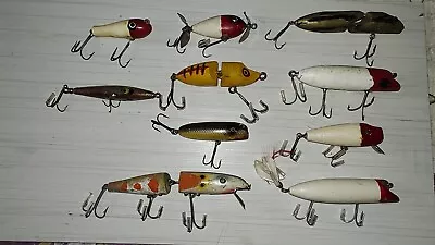 #540 Vintage Wooden Fishing Lures Lot Of 10 Assorted Used Condition • $20.50