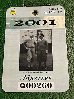 Masters Badge 2001 Tiger Woods Champion Augusta National Ticket Souvenir • $78.95