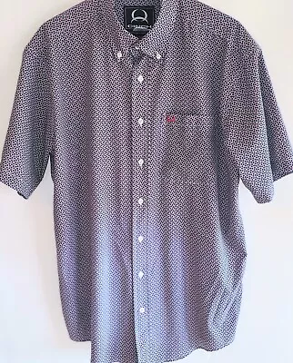 Cinch Mens Size Medium Short Sleeve Button Front Shirt Blue Red • $24.98