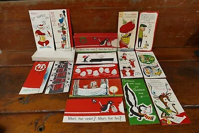 14 Vintage 1950s Christmas Greetings Cards Merry Humor Unused W/ Box & Envelopes • $59.95