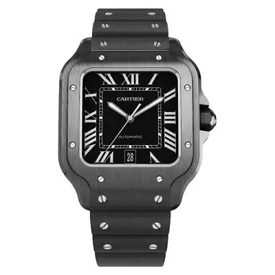 Cartier Santos Large Automatic 40mm Black ADLC Steel Men's Watch WSSA0039 • $7700