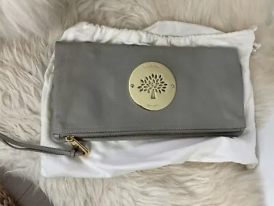 Mulberry Gray Leather Daria Fold Over Clutch • £195