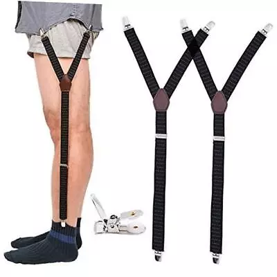 Mens Shirt Stays Military Adjustable Elastic Garter Straps Sock Black/1 Pair • $24.44