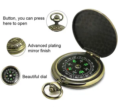 Compass Pocket Brass Watch Style Military Army Outdoor Camping Hiking Tool • $12.59