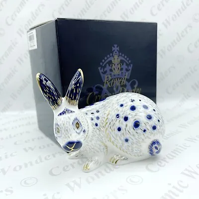 £180 • Buy Royal Crown Derby ‘English Rabbit Blue’ Paperweight (Boxed) Gold Stopper