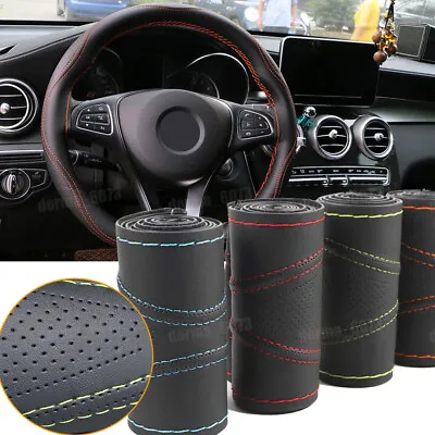 1pc Universal PU Leather DIY Car Steering Wheel Cover Protector & Needle Thread • £13.76