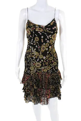 $69.99 • Buy Diane Von Furstenberg Womens Silk Chiffon Pleated Drop Waist Dress Black Size 2