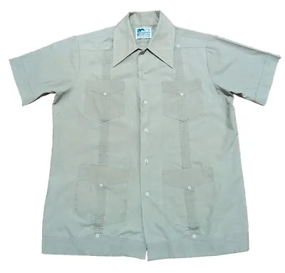 Guayabera Vintage Permanent Press Cuban Copa Cabana Shirt Men’s Medium M Beige • $19.99