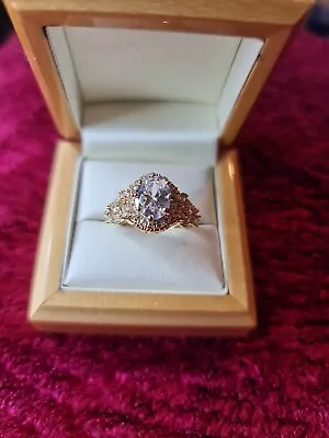 £7.99 • Buy Womans Size L. 4ct Simulated Diamond Royal Style 14k Yellow Gold Plated Ring
