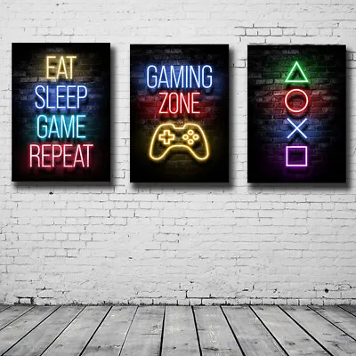 Eat Sleep Game Repeat Gaming Wall Art Poster Gamer Canvas Painting Poster Pri-u- • £3.32