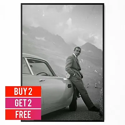 Sean Connery James Bond 007 Aston Martin Vintage Photo Print | A5 A4 A3 | • £5.99