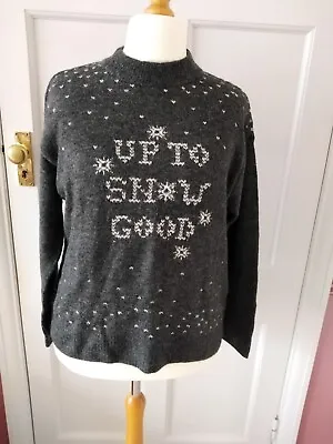 H&M Logg Grey Christmas Jumper.  Up To Snow Good . Size Large. BNWT.  • £8.99