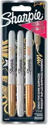 Best Sharpie Permanent Marker Fine Point | Bold Detail Metallic Colours (3 Pens) • £4.25