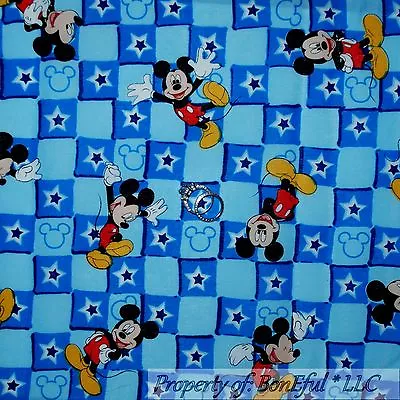 BonEful Fabric FQ Cotton Quilt Blue Mickey Mouse Red Star Block Square Boy Mask • £5.06