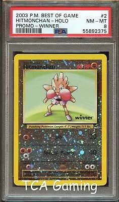 $38.99 • Buy PSA 8 NM-MINT Hitmonchan # 2 WINNER Best Of Game REVERSE HOLO Pokemon Card