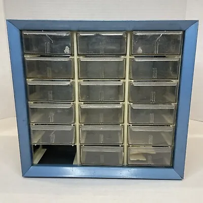 Vintage Akro Mils 18 Drawer Metal Storage Organizer Cabinet Bins Dividers USA • $19.99