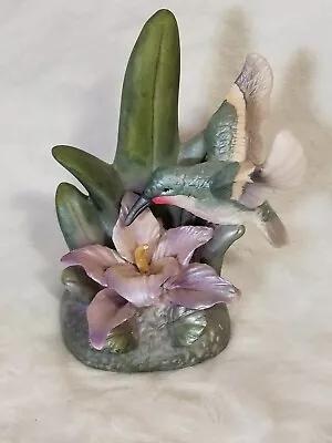 Vintage 5in K's Collection Hummingbird Figurine With Purple Flower • $25