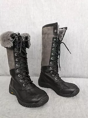 UGG Adirondack Tall Winter Boot Vibram Sole Suede Leather Shearling Lined Size 7 • $76.99