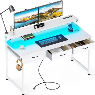 55 Inch Computer Desk With 3 Drawer And USB Charging Port & Power Outlet • $148.49