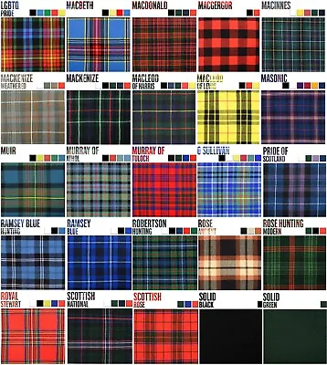 Scottish Tartan Fly Plaid Size 48  X 48  Free Brooch Pin Medium Weight 60 Colors • $27.99