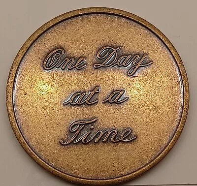 AA One Day At A Time  With The Serenity Prayer AA Bronze Recovery Medallion Coin • $4.95