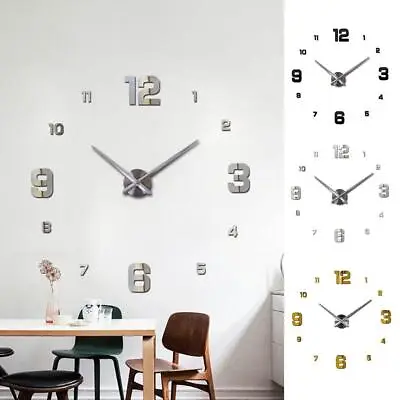 $23.01 • Buy Modern Digital Large 3D Wall Clock Mirror Surface Stickers Home Office Decor XI