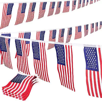 USA Flags American Small String Mini Flag Pennant Banner Decor - 32Ft 30 Flags • $7.39