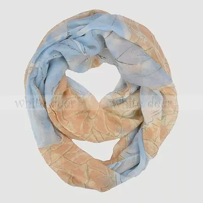 Butterfly Flower Floral Block Circle Loop Wrap Infinity Scarf Multi Color Soft • $6.95