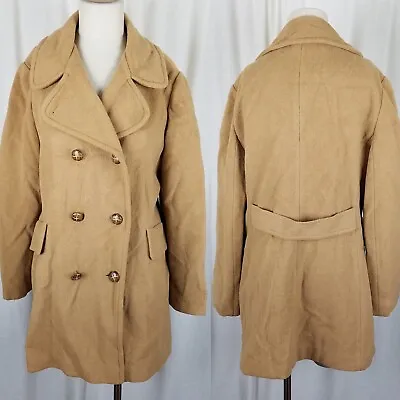 Mackintosh 90s Camel Wool Double Breasted Peacoat Car Coat Jacket Womens 14 USA  • $67.99