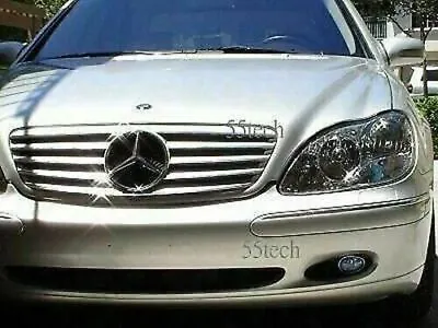 Mercedes W220 S430 S500 S55 Grille Grill 2000 2001 2002  AMG Silver 5 Fin Emblem • $199.99