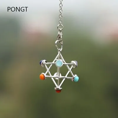Merkaba Star Pendant Necklace - Quartz Crystal Stone Chakra Geomteric Pendulum • $20.69