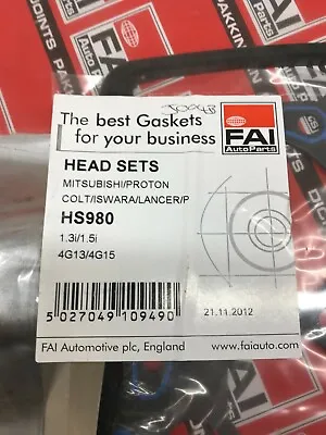 FAI OE Quality Head Set Fits Mitsubishi Colt Lancer 1.3 & 1.5i Engines 4g13 4g15 • $54.77