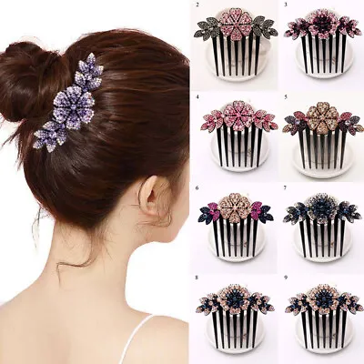 Crystal Rhinestones Flower Hair Combs Clip Vintage Hairpins Bridal  Headdress  ▽ • $3.09