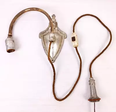 VTG Unusual Pull/Drop Light Wall Sconce Shield/Urn Rope Handle Colonial Premier • $10