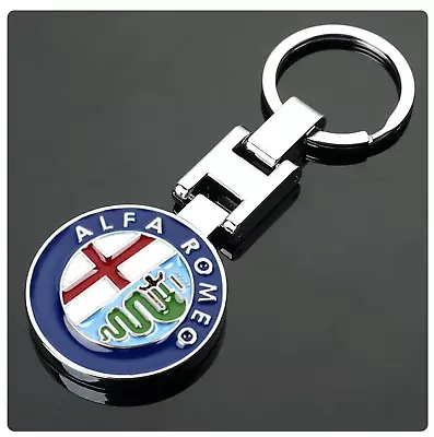 Metal Key Chain Keyring With Coloured Alfa Romeo Logo Style 2 • $17.59