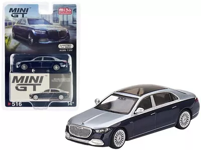 1/64 Mini GT Mercedes Maybach S680 Cirrus Silver/Nautical Blue Metallic MGT00516 • $12.99