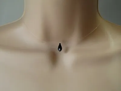 Swarovski Crystal Jet Black Teardrop Pendant Nice Floating Illusion Necklace • £13.34