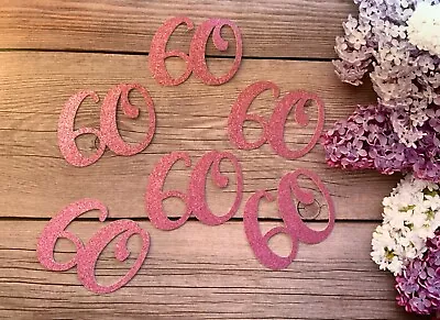 60th Birthday Pink Glitter Cupcake Toppers Number 60 Cake Decorations Picks • £3