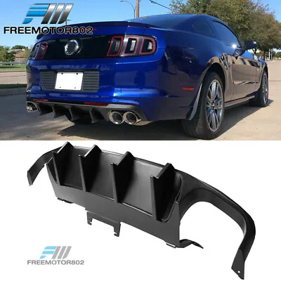 Fits 13-14 Ford Mustang GT500 2-Door Rear Diffuser Lip Matte Black PP + V4 Fin • $149.99