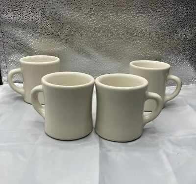 4 VTG  VICTOR Off White Coffee Mugs Cups Diner Prop Restaurant Ware Country • $38.95