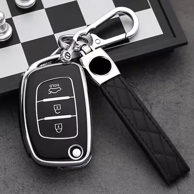 $21.99 • Buy TPU Car Flip Key Fob Case Cover For Hyundai I20 Ix35 Ix45 Tucson Elantra Black
