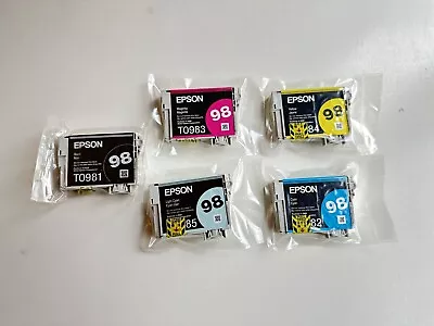 5 Genuine Epson 98 Ink Cartridges-Black Cyan Light Cyan Yellow Magenta • $44.95